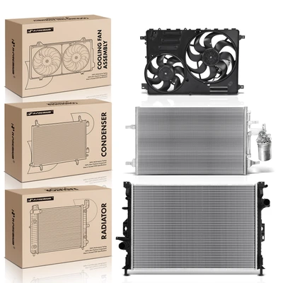 3 Pcs Radiator & AC Condenser & Cooling Fan Kit