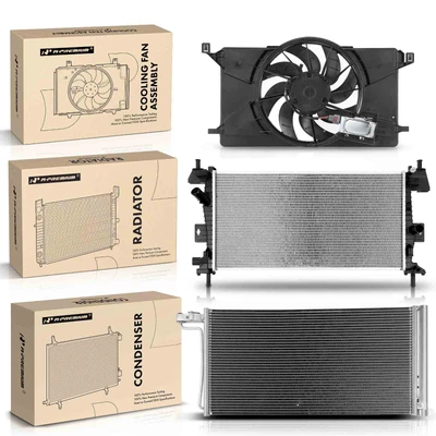 3 Pcs Radiator & AC Condenser & Cooling Fan Kit