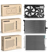 3 Pcs Radiator & AC Condenser & Cooling Fan Kit for Volkswagen Passat 2009