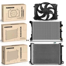 3 Pcs Radiator & AC Condenser & Cooling Fan Kit for 2008-2014 Mercedes-Benz C300