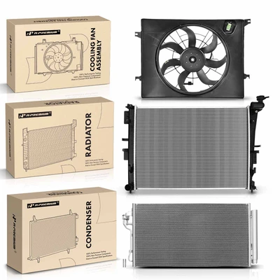 3 Pcs Radiator & AC Condenser & Cooling Fan Kit