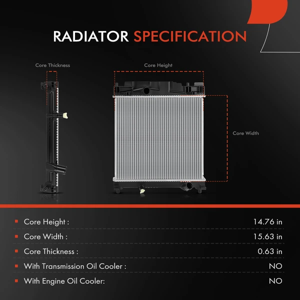 Radiator without Oil Cooler for Scion iQ 2012-2015 L4 1.3L