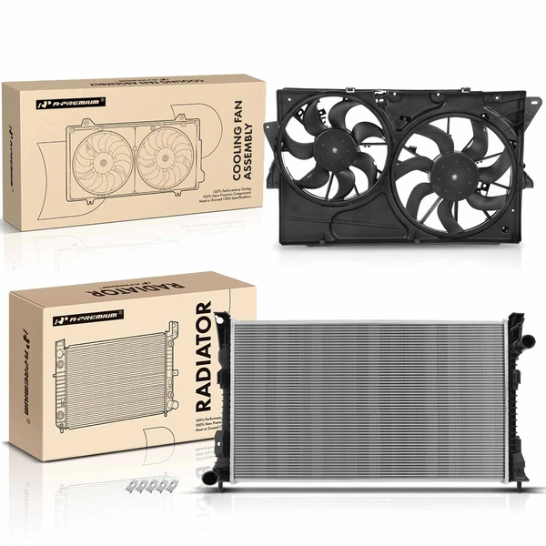 2 Pcs Radiator & Cooling Fan Assembly Kit for 2013-2016 Lincoln MKS