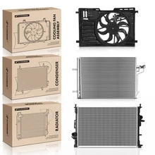 3 Pcs Radiator & AC Condenser & Cooling Fan Kit