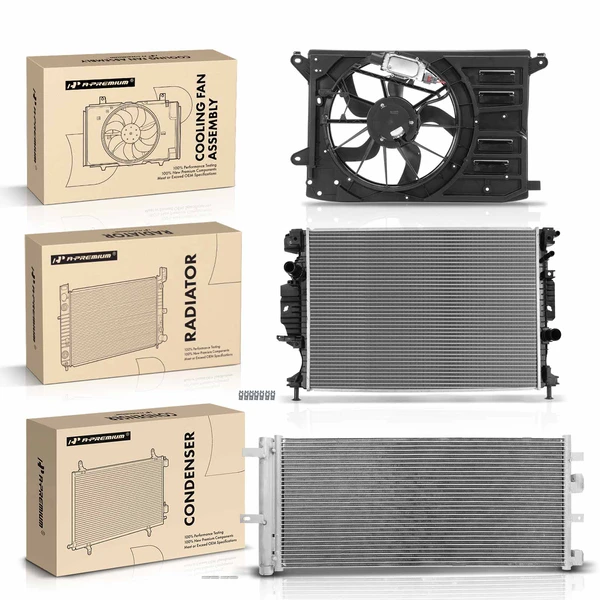 3 Pcs Radiator & AC Condenser & Cooling Fan Kit for Ford Fusion 2013-2019 Lincoln