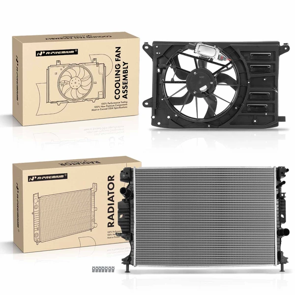2 Pcs Radiator & Cooling Fan Assembly Kit for Ford Fusion 2013-2019 Lincoln MKZ 2.0L
