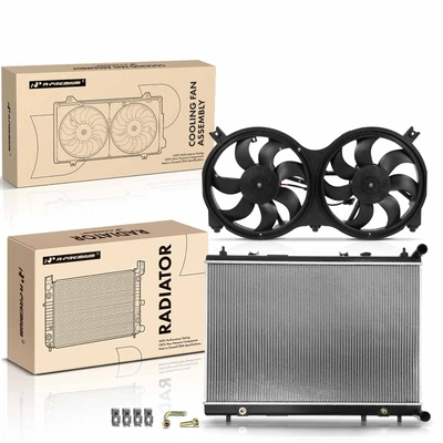 2 Pcs Radiator & Cooling Fan Assembly Kit
