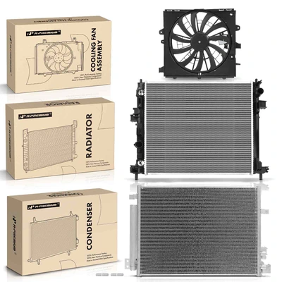 3 Pcs Radiator & AC Condenser & Cooling Fan Kit