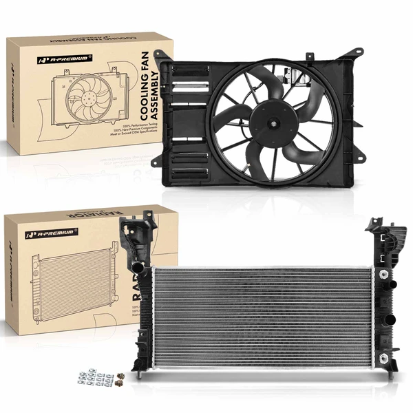 2 Pcs Radiator & Cooling Fan Assembly Kit for 2012-2014 Ford Edge