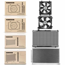 4 Pcs Radiator & AC Condenser & Cooling Fan Kit for Honda Accord 2013-2017 L4 2.4L