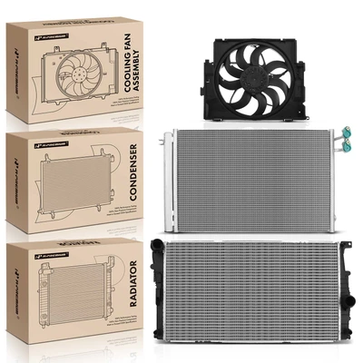 3 Pcs Radiator & AC Condenser & Cooling Fan Kit