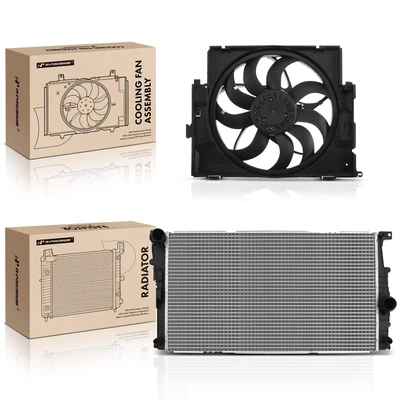 2 Pcs Radiator & Cooling Fan Assembly Kit