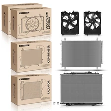 4 Pcs Radiator & AC Condenser & Cooling Fan Kit