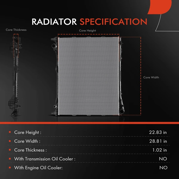 Aluminum Radiator without Oil Cooler for Land Rover Discovery 2017-2020 Range Rover Sport