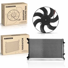 2 Pcs Radiator & Cooling Fan Assembly Kit for 2010-2014 Volkswagen Golf