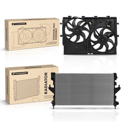 2 Pcs Radiator & Cooling Fan Assembly Kit