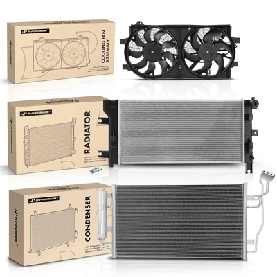 3 Pcs Radiator & AC Condenser & Cooling Fan Kit for 2013 Nissan LEAF