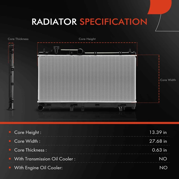 Aluminum Radiator without Oil Cooler for Subaru WRX 2015 WRX STI 2016-2021 H4 2.5L