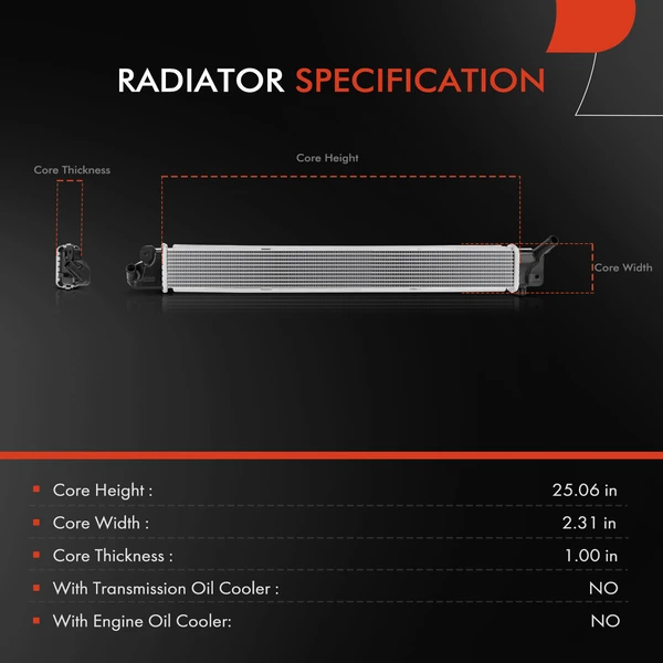 Radiator without Oil Cooler for Hyundai Sonata 2011-2015 Kia Optima 2.4L