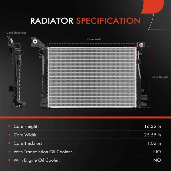 Radiator without Oil Cooler for Ram 2500 3500 2013-2018 L6 6.7L