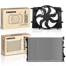 2 Pcs Radiator & Cooling Fan Assembly Kit for 2015-2017 Mercedes-Benz C300
