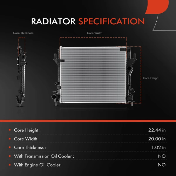 Radiator without Oil Cooler for Jaguar F-Type 2014-2021 XKR 2010-2015 XKR-S 2012-2015