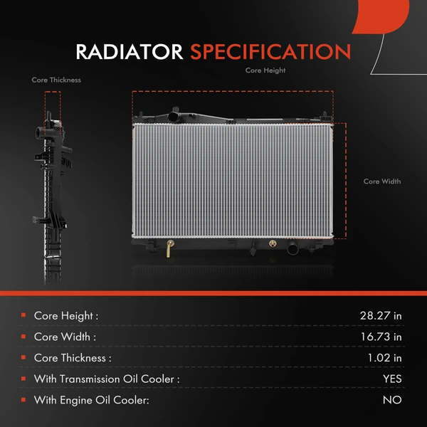 Radiator with Transmission Oil Cooler for Lexus RC F 2015-2022 V8 5.0L