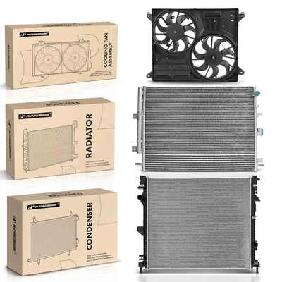 3 Pcs Radiator & AC Condenser & Cooling Fan Kit