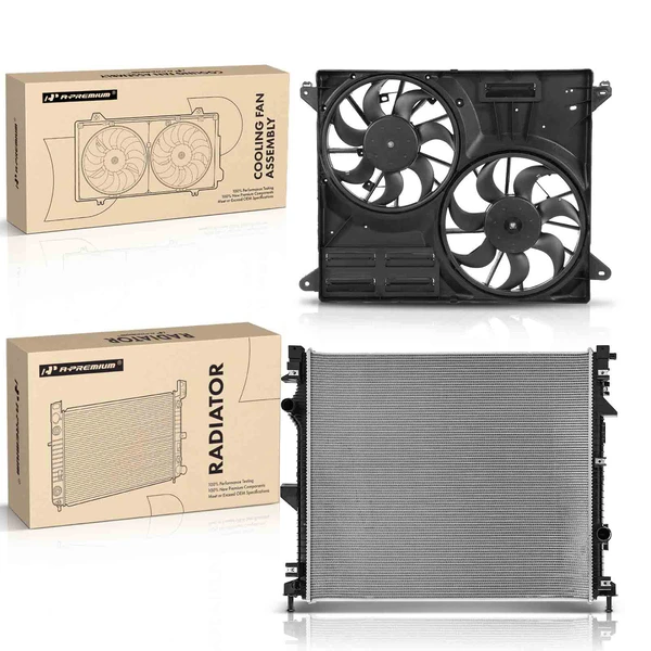 2 Pcs Radiator & Cooling Fan Assembly Kit for Ford Edge 2015-2018 Lincoln MKX 2016-2018