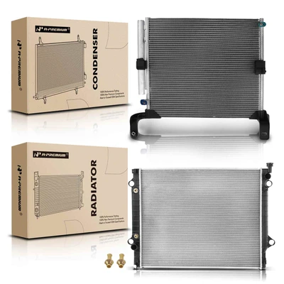 2 Pcs Aluminum Radiator & AC Condenser Cooling Kit
