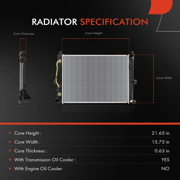 Radiator with Transmission Oil Cooler for Mazda MX-5 Miata 2016-2023 L4 2.0L