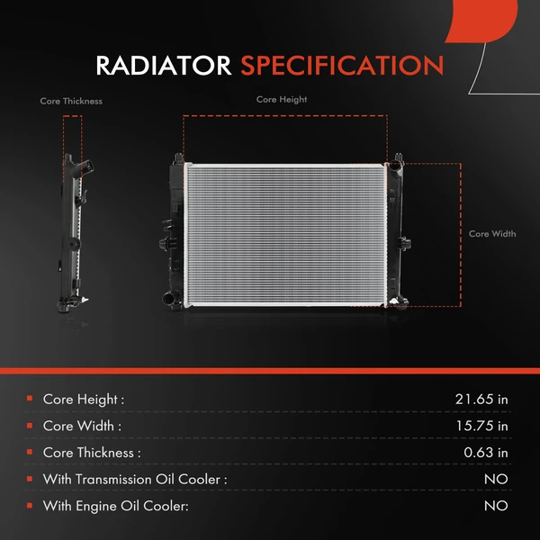 Radiator without Transmission Oil Cooler for Mazda MX-5 Miata 2016-2021 2.0L