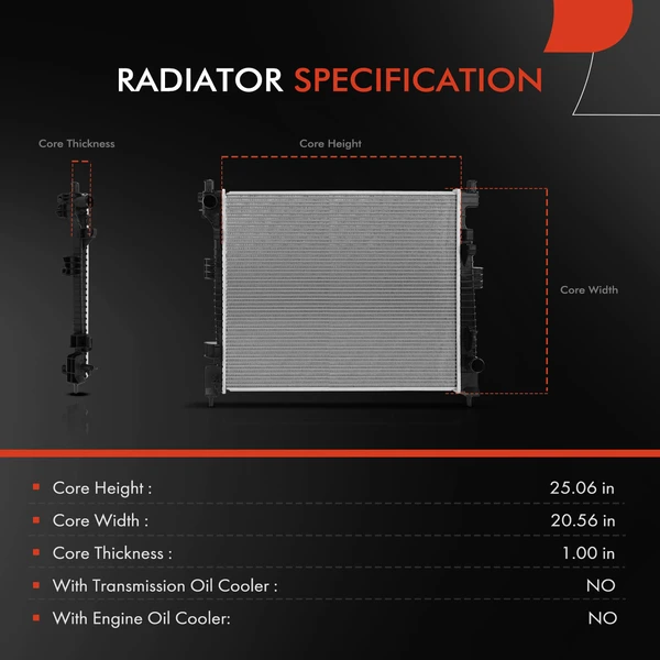 Aluminum Radiator without Oil Cooler for Jeep Grand Cherokee WK2 2014-2015 V6 3.0L