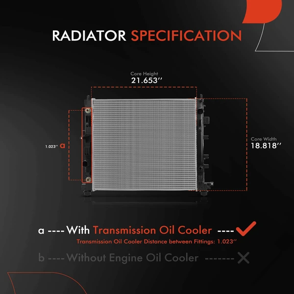 Radiator with Transmission Oil Cooler for Cadillac CTS 2014-2019 V6 3.6L