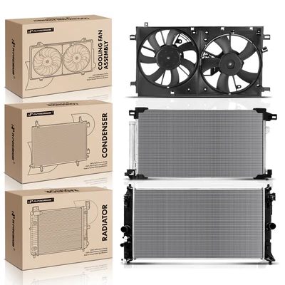 3 Pcs Radiator & AC Condenser & Cooling Fan Kit