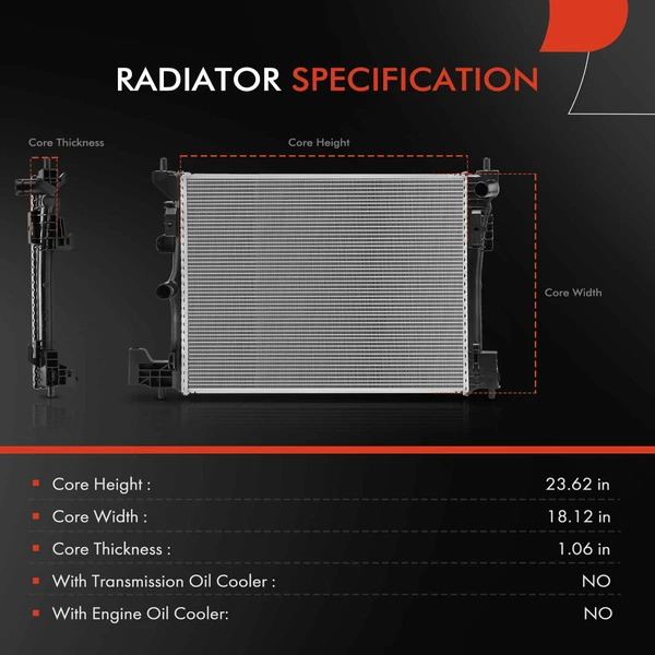 Aluminum Radiator for Cadillac CT6 2016-2020 L4 2.0L V6 3.0L 3.6L