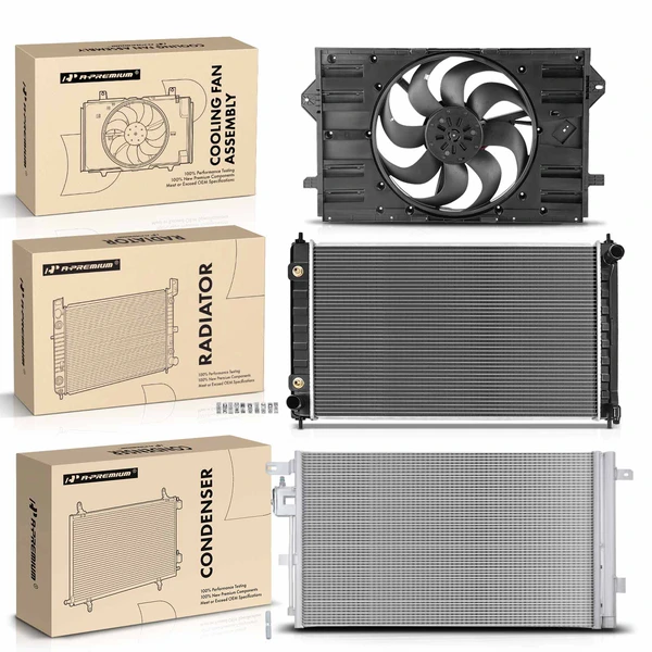 3 Pcs Radiator & AC Condenser & Cooling Fan Kit for Buick Envision 2017-2019 L4 2.5L