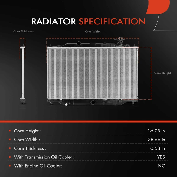 Aluminum Radiator with Transmission Oil Cooler for Mazda CX-5 2017-2013 L4 2.5L