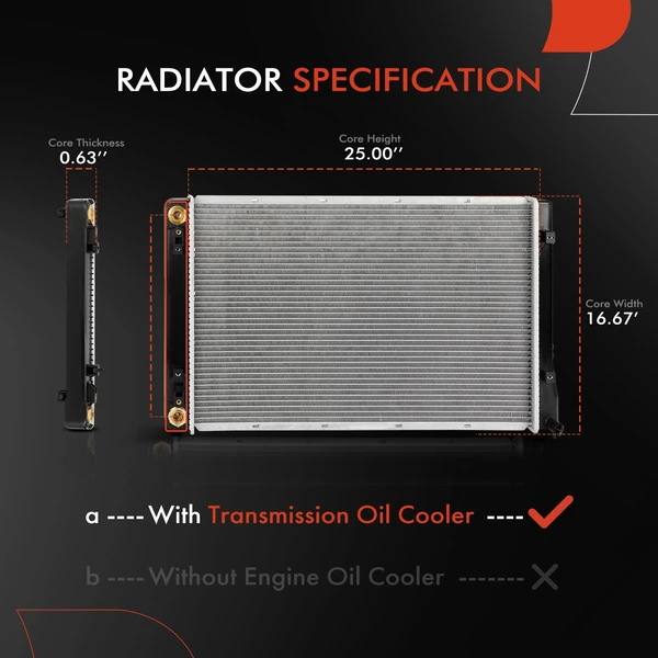 Aluminum Radiator with Transmission Oil Cooler for Hyundai Ioniq Kia Niro 2017-2022 1.6L