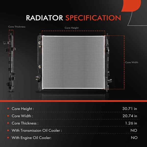 Aluminum Radiator without Oil Cooler for Chevrolet Traverse Buick Enclave 2018-2022 3.6L