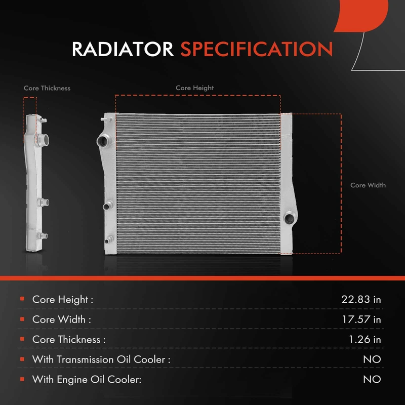 Aluminum Radiator without Oil Cooler for BMW X5 F15 2014-2018 X6 F16 2015-2016