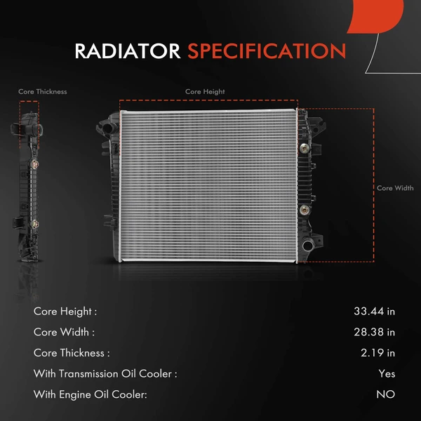 Aluminum Radiator for Chevrolet Silverado 2500 HD GMC Sierra 2500 HD 2017-2019