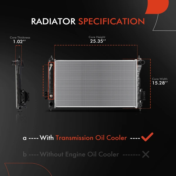 Radiator with Transmission Oil Cooler for Nissan Altima 2019-2021 L4 2.5L