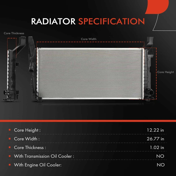 Radiator without Oil Cooler for Mini Cooper Cooper Clubman 2016-2019 S