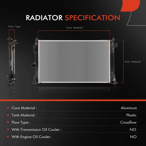 Aluminum Radiator without Oil Cooler for Toyota Corolla 2019-2020 Lexus UX200 2019