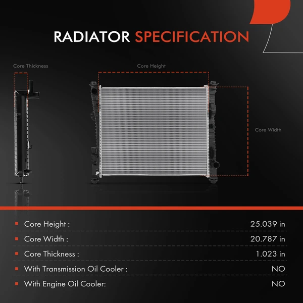 Radiator without Oil Cooler for Dodge Durango 2016-2020 V6 3.6L V8 5.7L AMT