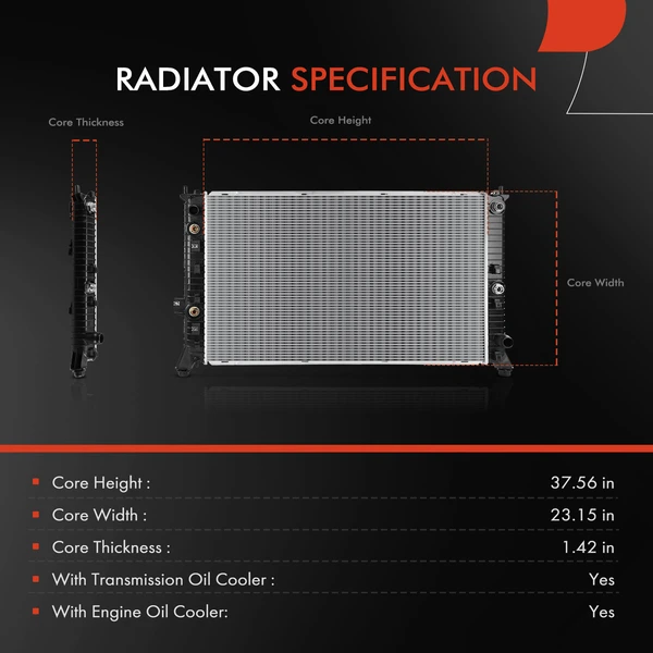 Radiator with Transmission Oil Cooler for Chevy Silverado 2500 HD GMC Sierra 3500 HD 6.6L