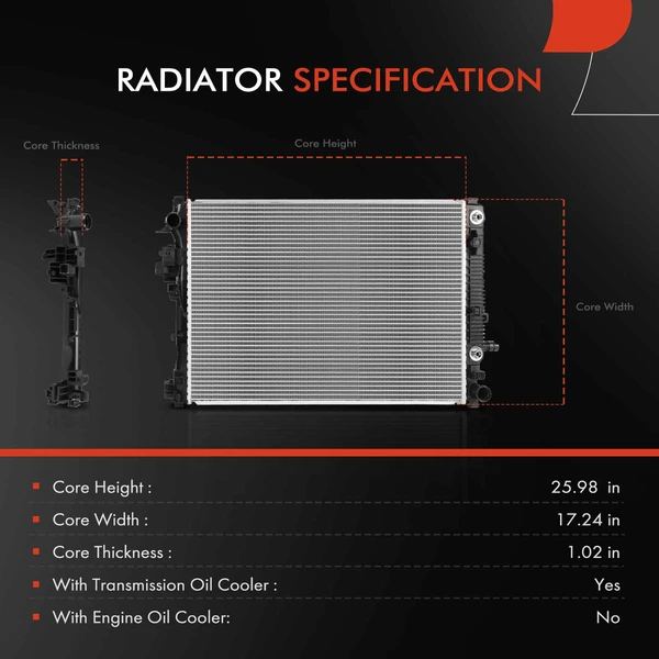 Aluminum Radiator without Oil Cooler for Chevrolet Malibu 2019-2023 1.5L
