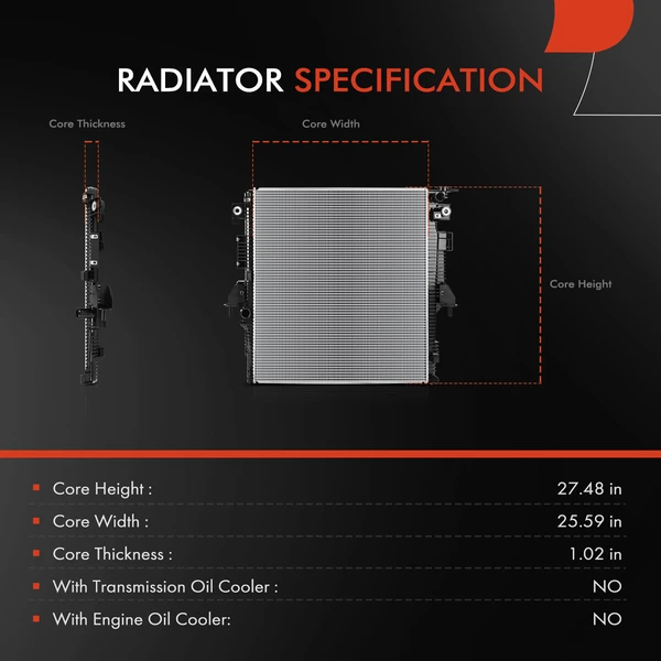 Radiator for Nissan Frontier 2021-2023 V6 3.8L Naturally Aspirated