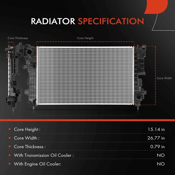 Radiator without Oil Cooler for Chevrolet Trailblazer 2021-2025 Buick Encore GX